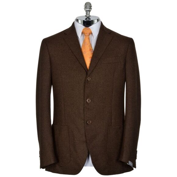 Cantarelli Mens Slim Virgin Wool Sport Coat 42 Long Brown Made In Italy - Picture 1 of 4